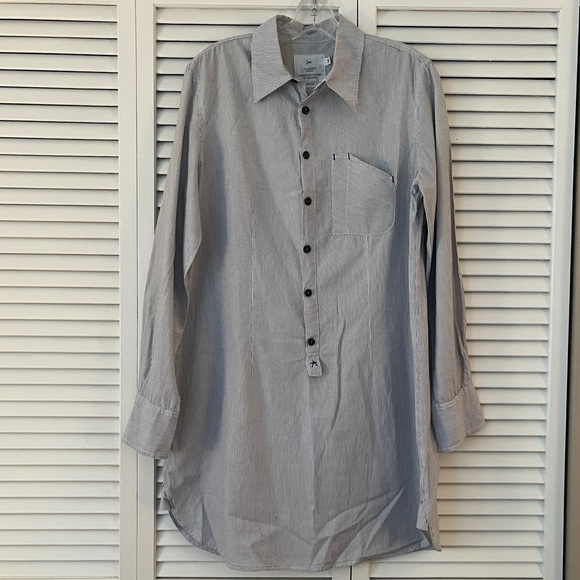 American Colors by Alex Lehr Shirt dress, pinstripe, long sleeve, Size M, cotton - Picture 2 of 11